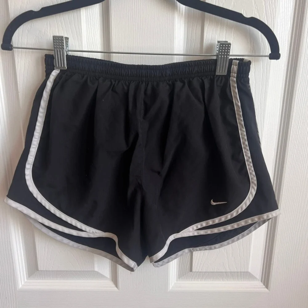 Nike Dri-FIT Running Shorts Athletic Gym Black White Trim Small